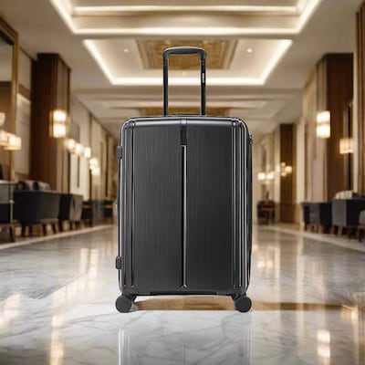 DUKAP Airley 25.79" Hardside Suitcase, 4-Wheeled Spinner, TSA Checkpoint Friendly, Black (DKAIR00M-BLK)