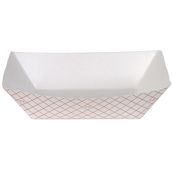 Dixie Kant Leek Polycoated Food Tray by GP PRO, 3 lb., Red Plaid, 500/Carton (RP3008)
