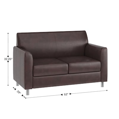 Flash Furniture Hercules Diplomat LeatherSoft Loveseat, Brown/Chrome Legs (BT8272BNCHR)