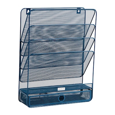 Mind Reader 7-Compartment Metal Desk Shelf, Turquoise (MAGROUND-TUR)