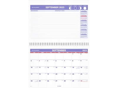 2023-2024 AT-A-GLANCE 11 x 8.13  Monthly Desk or Wall Calendar, White/Purple/Red (SK16-16-24)