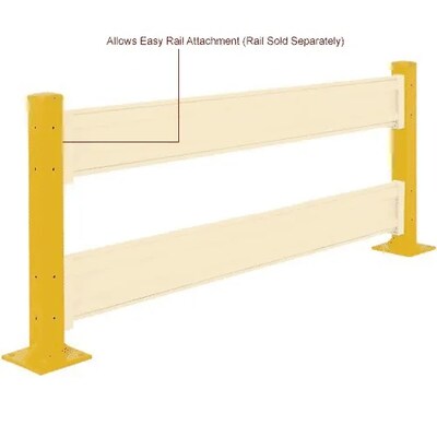 Global Industrial Guard Rail Post for Double Rail, 42"H, Yellow (436732)