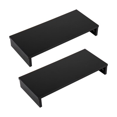 Mind Reader Woodland Collection Monitor Stand, Black, 2/Pack (2RECMON-BLK)