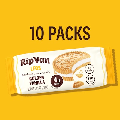 Rip Van Leos Golden Vanilla Sandwich Cookies, 1.69 oz., 10 Packs/Box (0016)