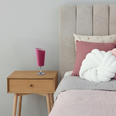 Creekwood Home Chrome Slanted 12.4" LED Table Lamp, Pink (CWT-1012-PN)