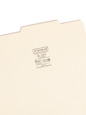 Smead File Folders, Reinforced 2/5-Cut Tab, Letter Size, Manila, 100/Box (10376)