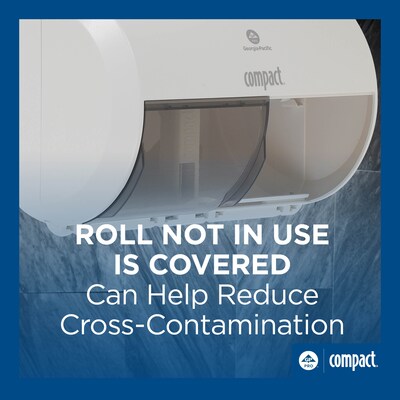 Georgia-Pacific Compact 2-Roll Side-by-Side Coreless Toilet Paper Dispenser, White (56797A)