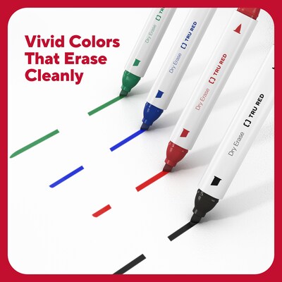 TRU RED™ Tank Dry Erase Markers, Twin Tip, Assorted, 4/Pack (TR61439/TR57838)