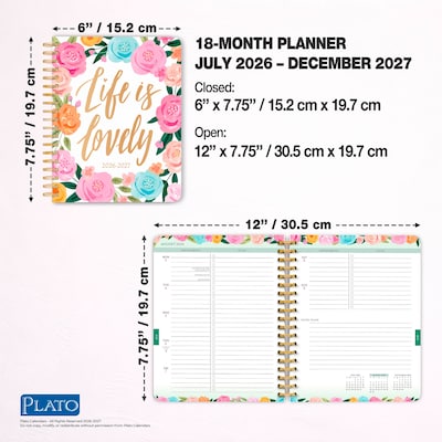 2026-2027 BrownTrout Bonnie Marcus Wire-O 6.5" x 7.75" Academic Year Weekly Student Planner, Paperboard Cover (9798330708130)