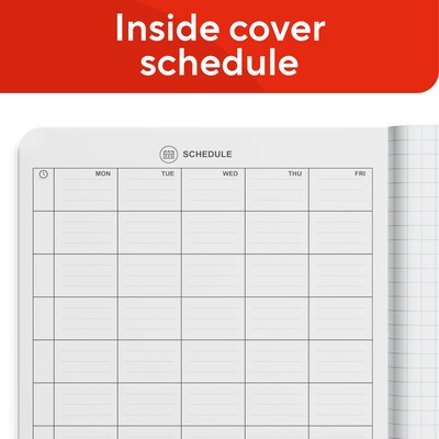STAPLES Composition Notebook, 7.5” x 9.75”, Graph Ruled, 80 Sheets, Black/White