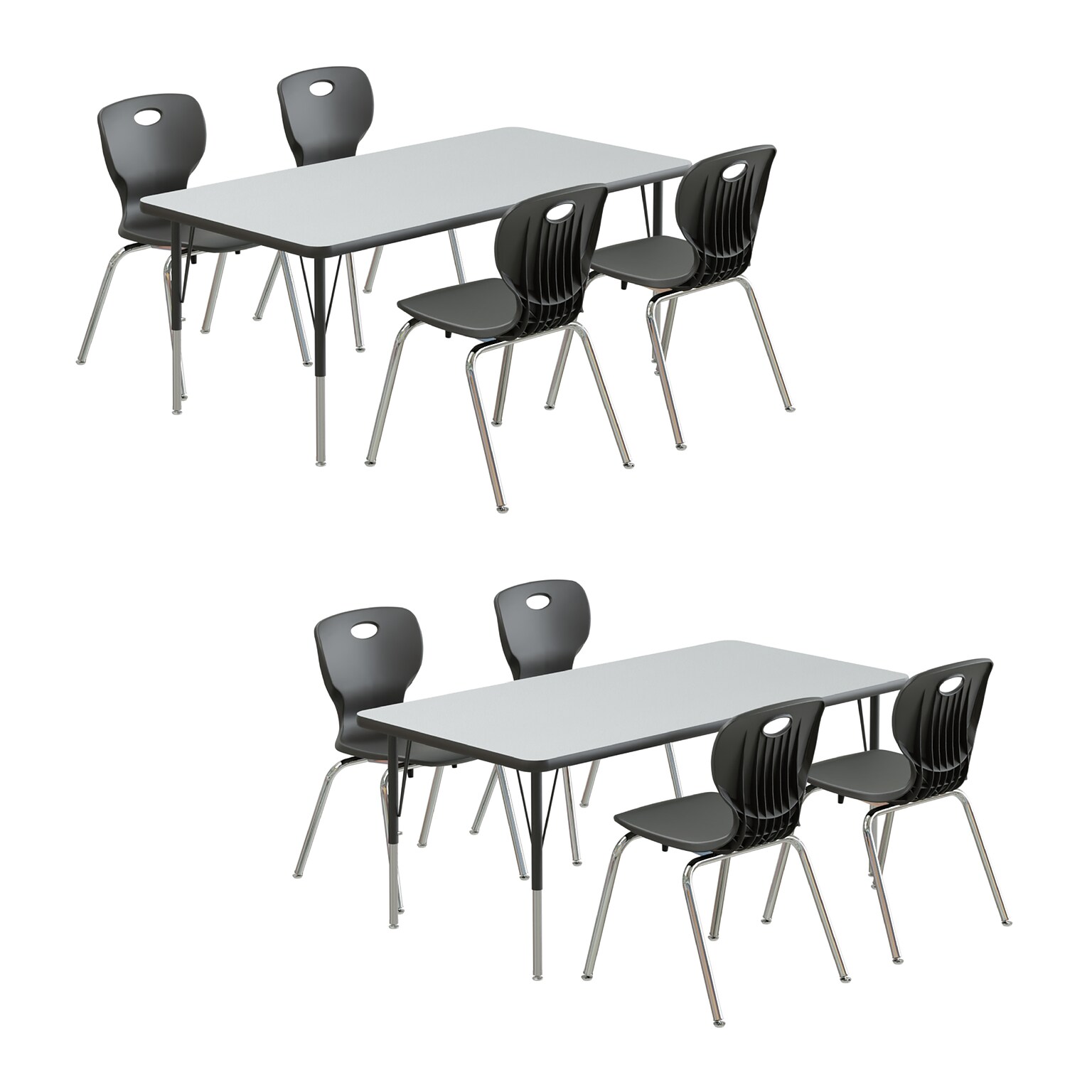Correll Rectangular Activity Table Set, 60 x 30, Height Adjustable, Gray Granite (AP2-A3060TFREC-15-09-09-8-18)