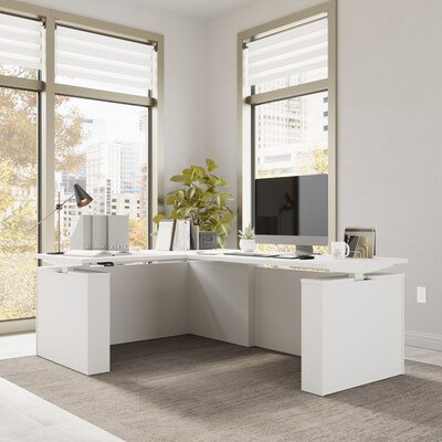 Bush Business Furniture Stratus 60W Electric L-Shaped Adjustable Standing Desk, White (SUT013WH)