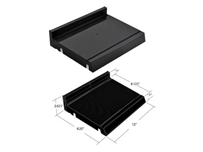 Azar 2.63" x 12" Pegboard 6-Compartment Cosmetic Tray, Black, 2/Pack (225830-6COMP-BLK-2PK)