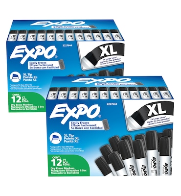 EXPO XL Dry Erase Markers, Black, 24/Pack