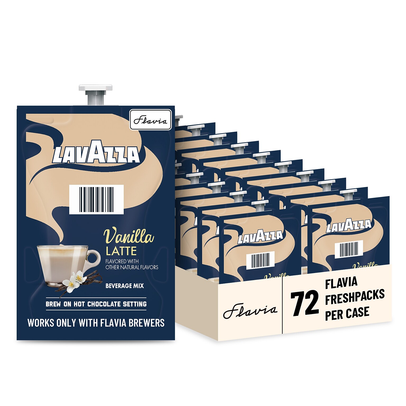 Lavazza Vanilla Latte Coffee Flavia Freshpacks, 72/Carton (48689)