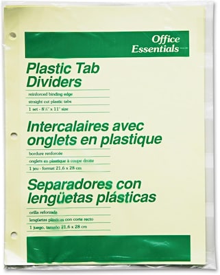 Office Essentials Insertable Paper Dividers, 5 Tabs, Clear (11466)