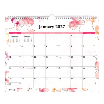 2027 Blue Sky Lindley 15 x 12 Monthly Wall Calendar, Pink/White (117888-27)