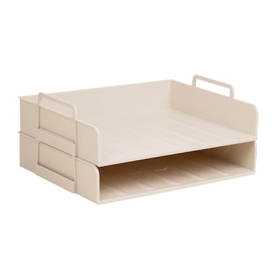 Staples Plastic Side Loading Stackable Letter Tray, Letter Size, Warm White, 2/Pack (ST63887)
