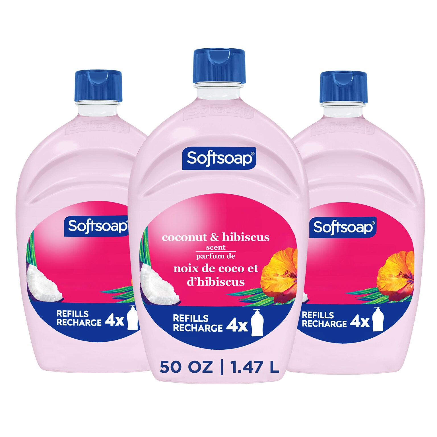 Softsoap Moisturizing Liquid Hand Soap Refill, Coconut and Hibiscus Scent, 50 oz., 3/Carton (61049619CT)