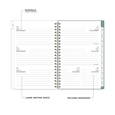 2027 Blue Sky Bespoke Letterpress Flowering Lemons 5" x 8" Calendar Year Weekly & Monthly Standard Planner, Seafoam