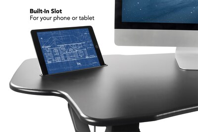 Mount-It! 49"W Electric Adjustable Standing Desk Converter with USB Charging Port, Black (MI-7962)