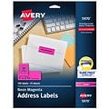 Avery Sure Feed Laser Address Labels, 1 x 2 5/8, Neon Pink, 30 Labels/Sheet, 25 Sheets/Pack (5970)