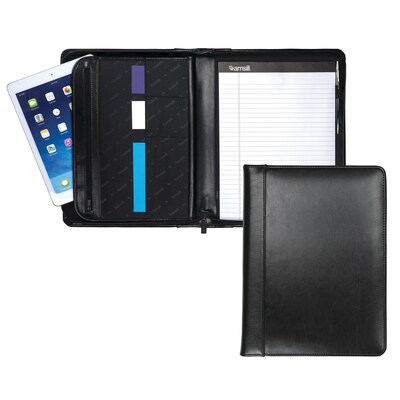 Samsill Regal Leather Padfolio with Zipper Closure, Black (70730)