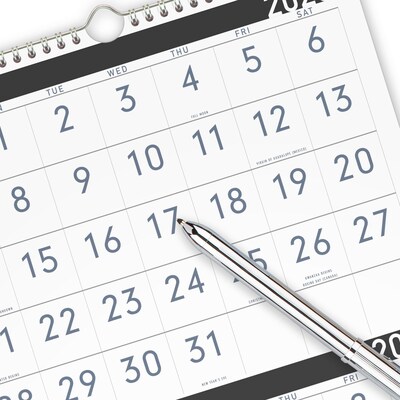 2026 AT-A-GLANCE Contemporary 12" x 27" Three-Month Wall Calendar, White/Black (PM11X-28-26)