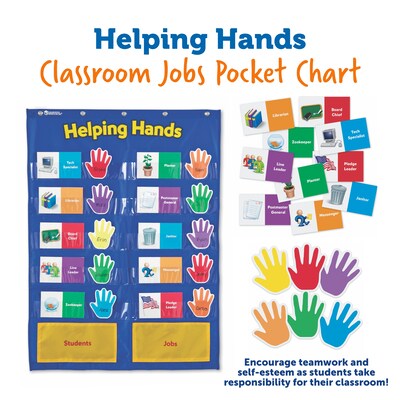 Learning Resources 22-Pocket Helping Hands Pocket Chart, 29.5" x 22" (LER2903)