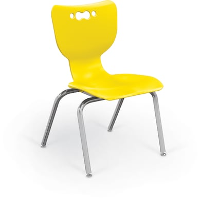 MooreCo 14 Hierarchy Student Chair with 4 Legs, Yellow/Chrome Base (703673595445)