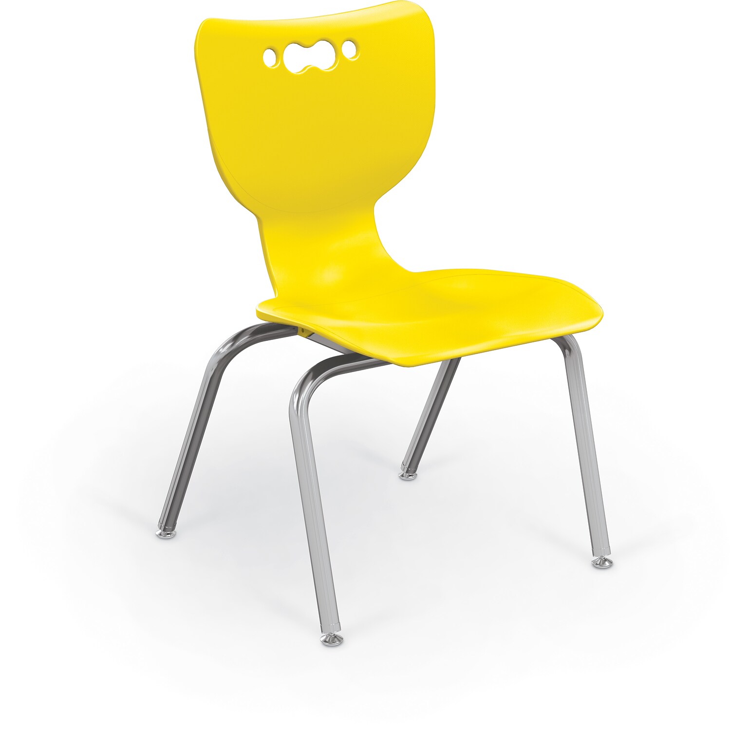 MooreCo 14 Hierarchy Student Chair with 4 Legs, Yellow/Chrome Base (703673595445)