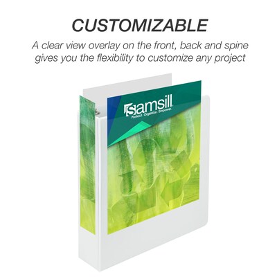 Samsill Earth's Choice Plant-Based Durable 2" View Binder,3-Ring , Made in USA, White (18967)