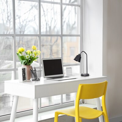 Simple Designs Sleek Essentials LED Desk Lamp, 16", with USB Ports, Black (LD1071-BLK)