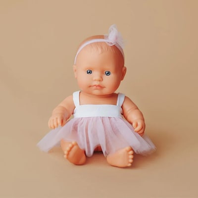 Miniland My Friends & Me Vinyl Caucasian Girl Baby Doll, 8.25", Multicolored (MLE33001)