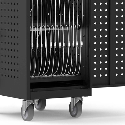 Luxor Lockable 24-Unit USB-C Secure Charging Cart, Black Powder-Coated Steel (CHMC001)