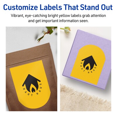 Avery Arched Laser/Inkjet Multipurpose Labels, 4.75" x 3.5", Bright Yellow (320/Box)