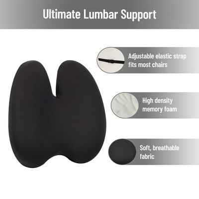 Mind Reader Memory Foam Lumbar Support Pillow Office Chair Back Cushion, Black (BBACK-BLK)