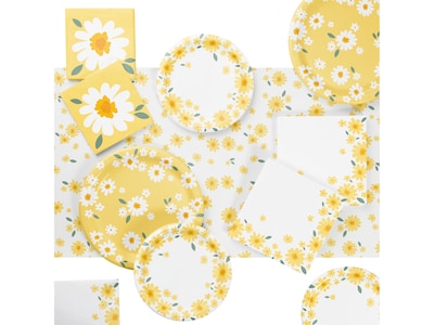 Creative Converting Sweet Daisy Party Beverage Napkin, Yellow/White, 48/Pack (DTC372467BNAP)
