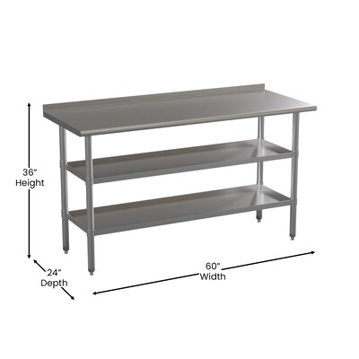 Flash Furniture Stainless Steel Worktable, 60" x 24" (NHWTGU2460BSP)