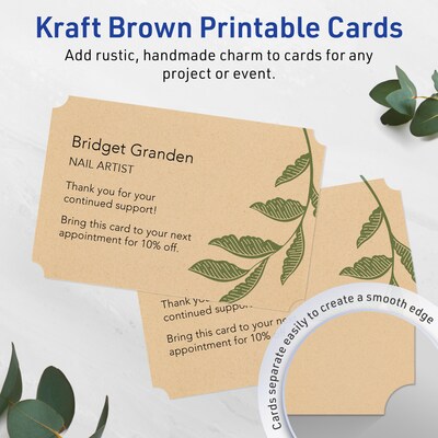 Avery Matte General Use Blank Cards, Kraft Brown, 100/Pack (95340)
