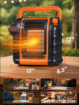Commercial Heat 9000 BTU Portable Outdoor Radiant Propane Patio Heater, Orange (CHP9000O)