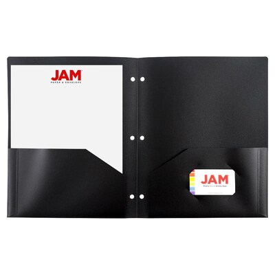 JAM Paper Smooth 3-Hole Punched 2 Pocket Plastic Folder, Assorted Colors, 6/Pack (383HHPPassrt)