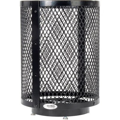 Global Industrial Outdoor Diamond Steel Trash Can w/ Dome Lid & Base, 36 Gallon, Black (261948BKD)