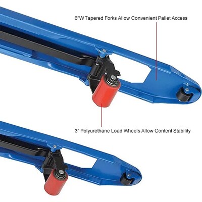 Global Industrial Premium Extra-Long Fork Manual Pallet Jack, 4400 lb. Capacity, 27"W x 78"L Forks (988943)