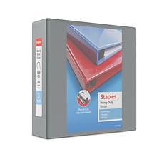 Staples® Heavy Duty 3 3 Ring View Binder with D-Rings, Gray (ST56331-CC)