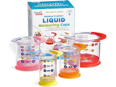hand2mind Rainbow Fraction Liquid Measuring Cups, 6/Set (94468)