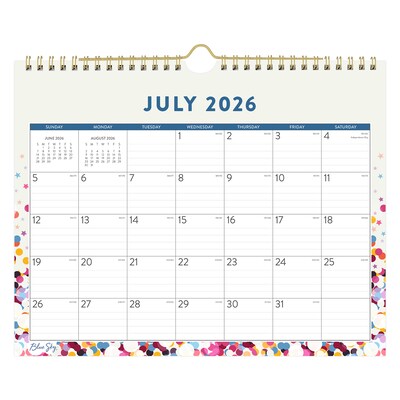 2026-2027 Blue Sky Wirebound Confetti 8.75 x 11 Academic Monthly Wall Calendar, Assorted Colors (148671-A27)