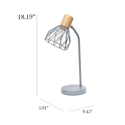 Simple Designs Farmhouse Fusion LED Desk Lamp, 18.19", Gray Iron (LD2022-GRY)