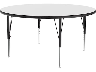 Correll 48 Round Activity Table, Height-Adjustable, Frosty White/Black (A48DE-RND-80)