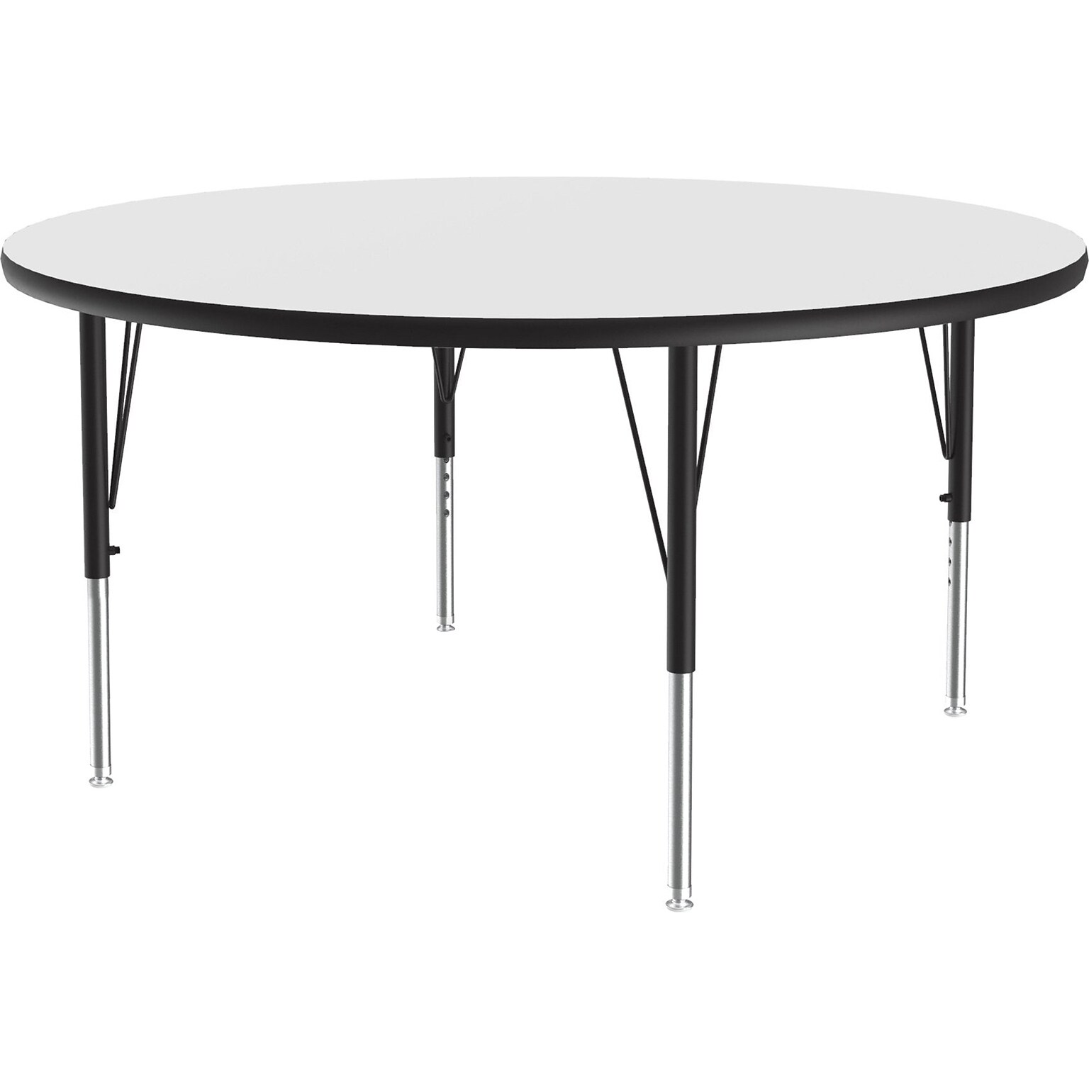 Correll 48 Round Activity Table, Height-Adjustable, Frosty White/Black (A48DE-RND-80)